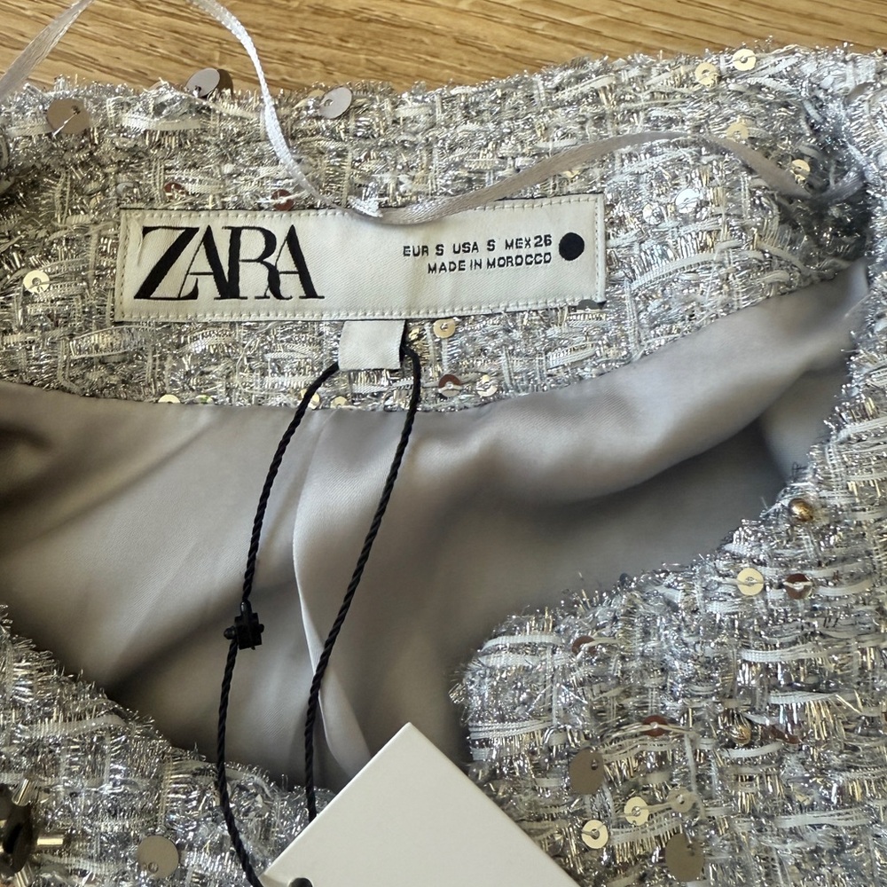 NWT Zara Silver Sequin Jacket ZW Collection - Picture 8 of 12